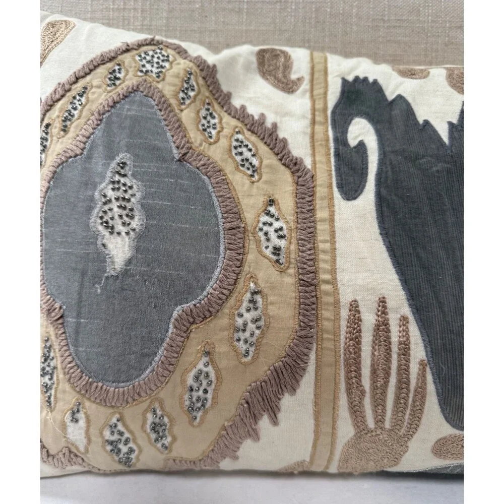 Pottery Barn Chiara Ikat Suzani Style Lumbar Pillow 14x26